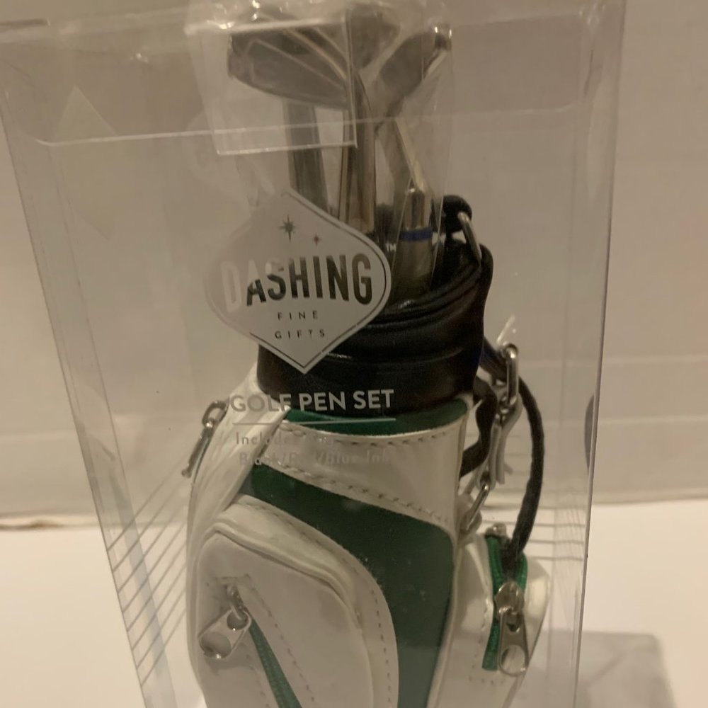 New Golf Bag with 3 Clubs Pen Set by Dashing Fine Gifts